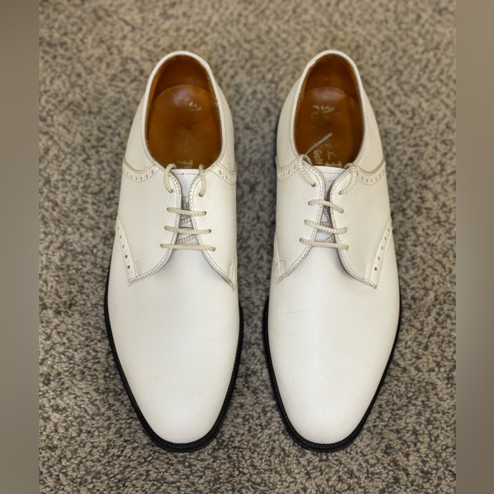 Men’s Sz 8D White Andover Pro DuPont Corfam Weatherproof Golf Shoe EUC